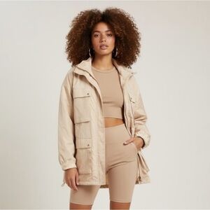 PrettyLittleThing Tan Oversized Lightweight Utility Jacket Size Fits 0–12 NWT